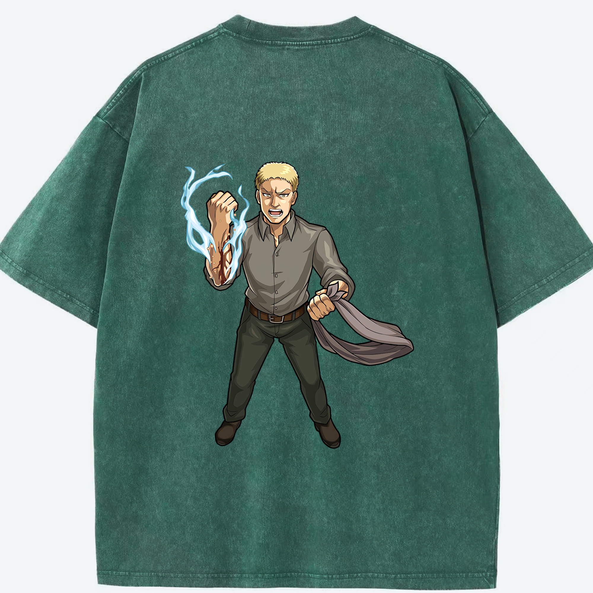（画像用） 進撃の巨人 ライナー・ブラウン Attack on Titan Reiner Braun 綿100% ヴィンテージ風 半袖Tシャツ（背面プリント）